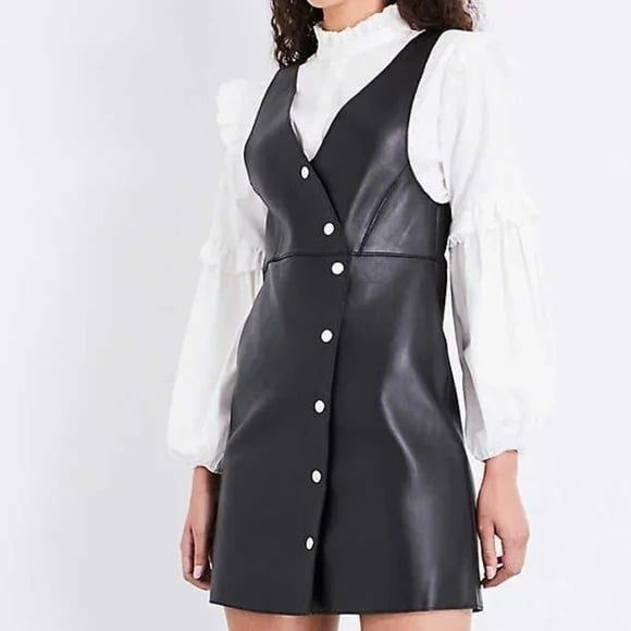 Maje Rajani V-neck Leather Dress Size 1 - Picture 1 of 9